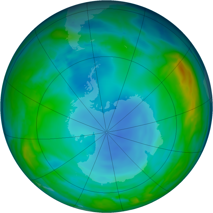 Antarctic ozone map for 03 June 2014